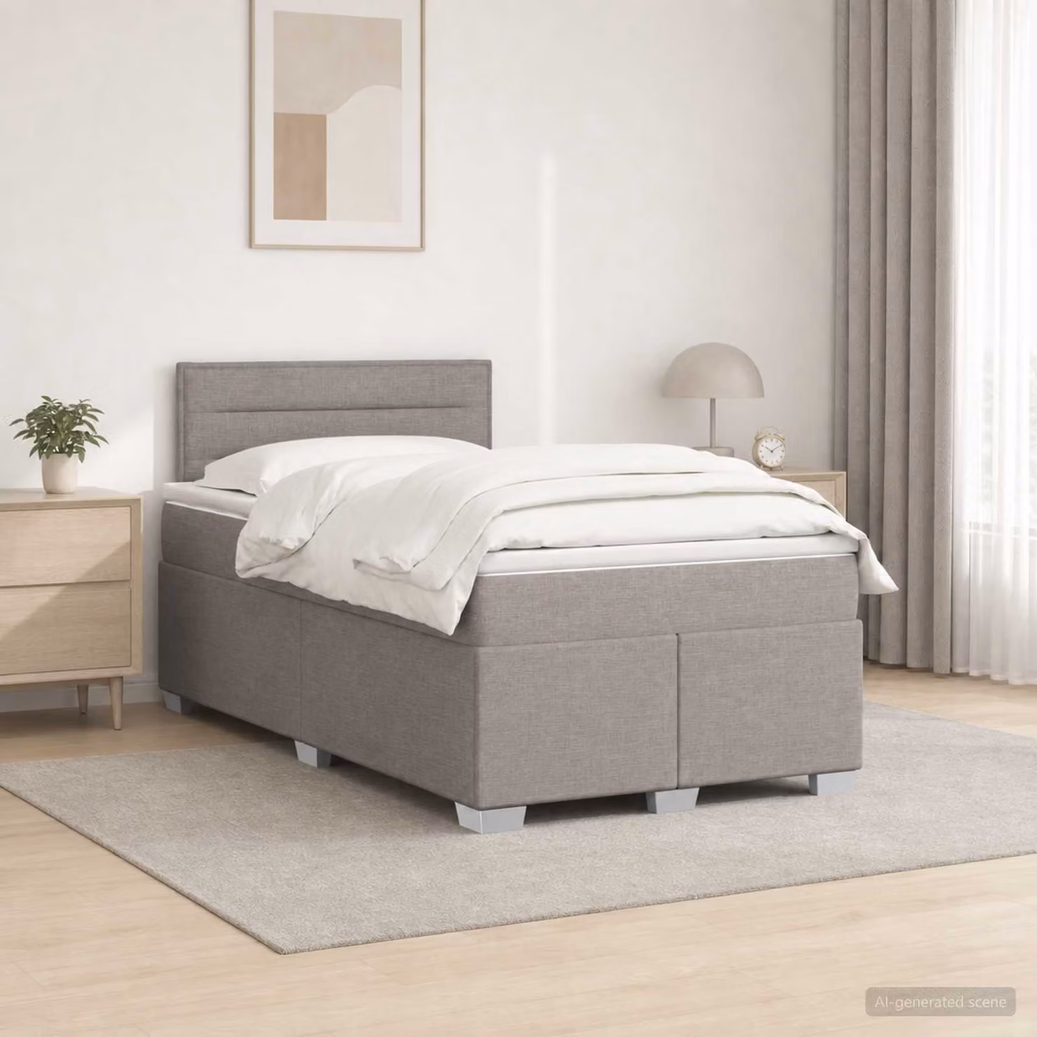 vidaXL Letto con Box Spring, Materasso e LED Tortora 120 x 200 cm