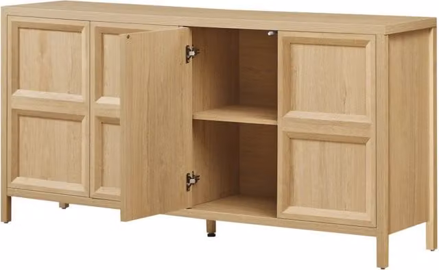 Sideboard moderno in rovere chiaro 160x40x80 cm con apertura Tip-On e cerniere soft-close