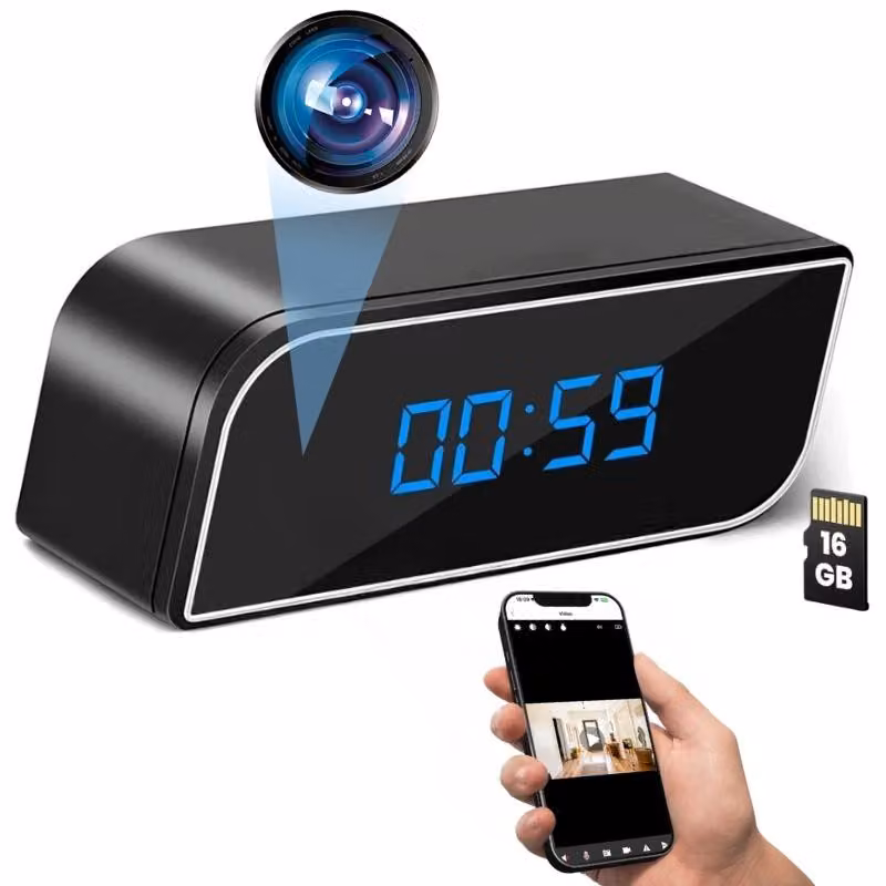 Mini Orologio Telecamera iUni IP99, Full HD, 16GB, 150°, Visione Notturna, Visualizzazione Live sul telefono