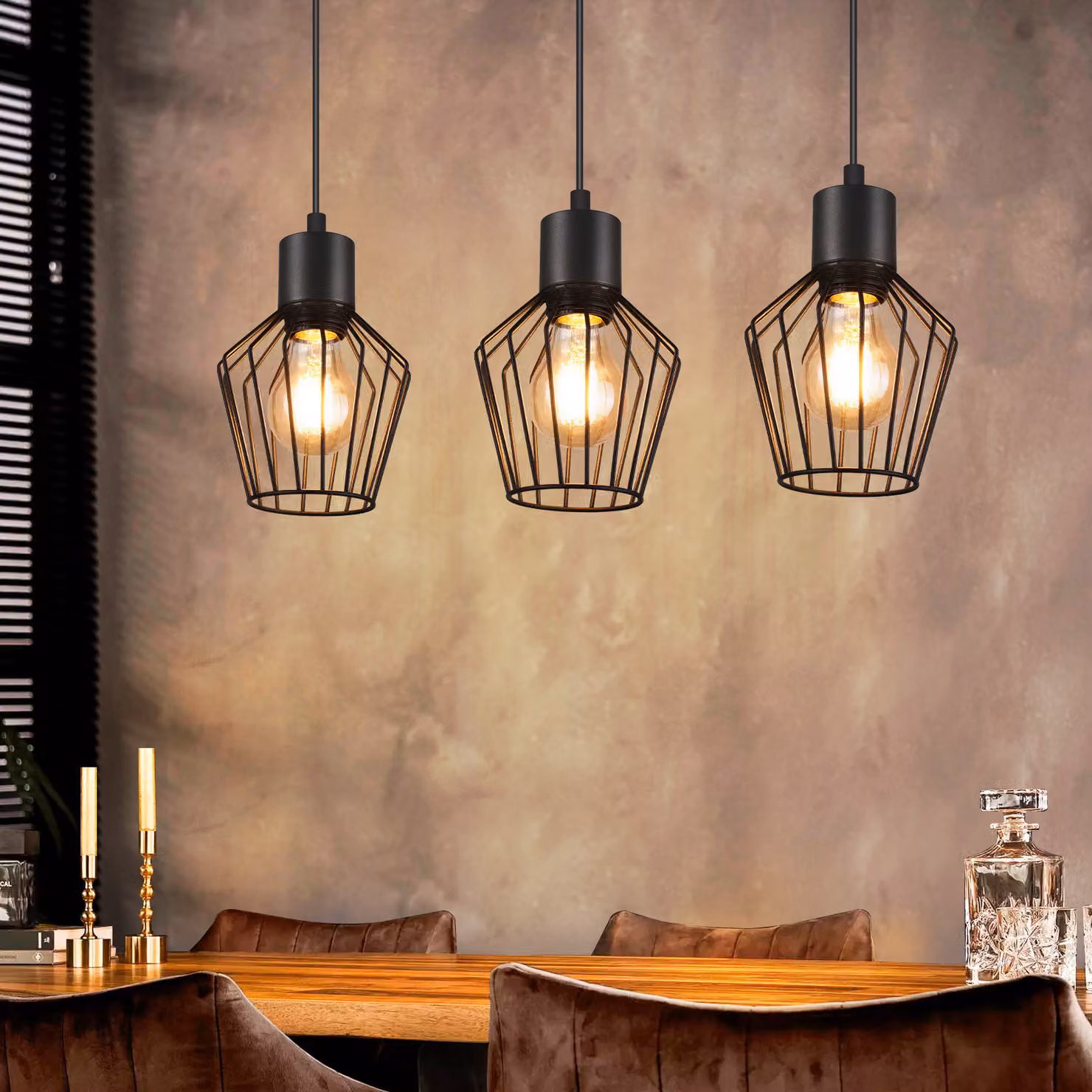 ZMH luce a sospensione tavolo da pranzo 3 fiamma nero luce a sospensione E27 lampade a sospensione paralume in metallo lampada a sospensione industriale per cucina camera da letto