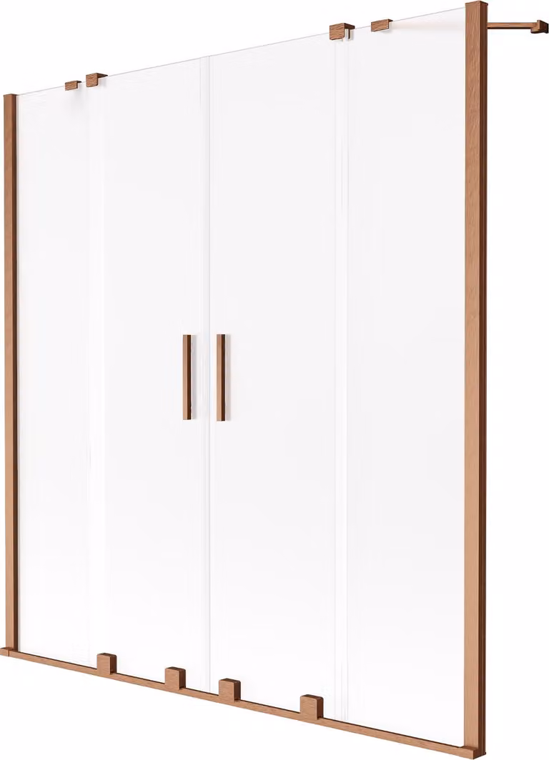 Mexen Velar Duo paratia per vasca da bagno 2 ante scorrevoli 140 x 150 cm, smerigliato, rame spazzolato - 896-140-000-32-65