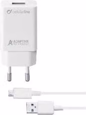 Caricabatterie Adaptive Fast Kit Cellularline 15W con USB Type-A e MicroUSB, Bianco