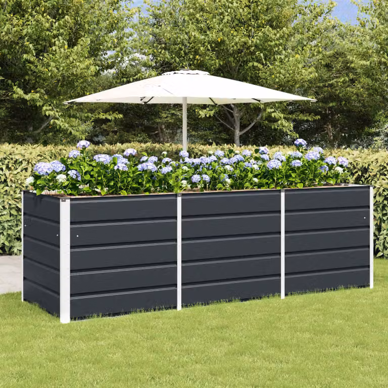 Fioriera vidaXL in acciaio e plastica colore antracite L/P/H: 240 x 80 x 75 cm