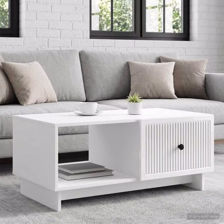 Maison Exclusive - Tavolino bianco lucido 90 x 50 x 40 cm in materiale derivato dal legno