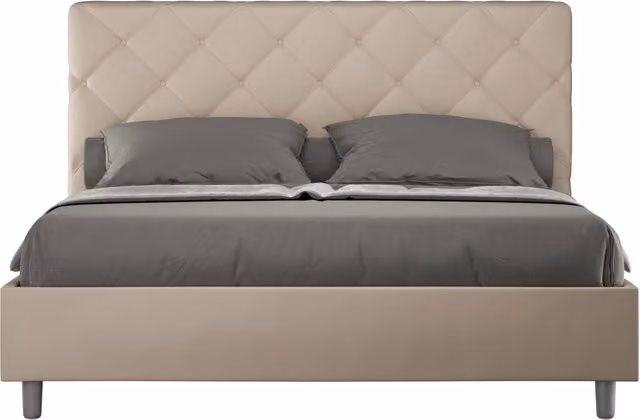 BS COM Letto queen size senza rete imbottito 150x190 similpelle tortora