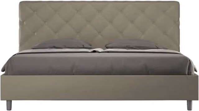 Letto contenitore imbottito Ityhome Priya in similpelle beige L/P: 180 x 190 cm