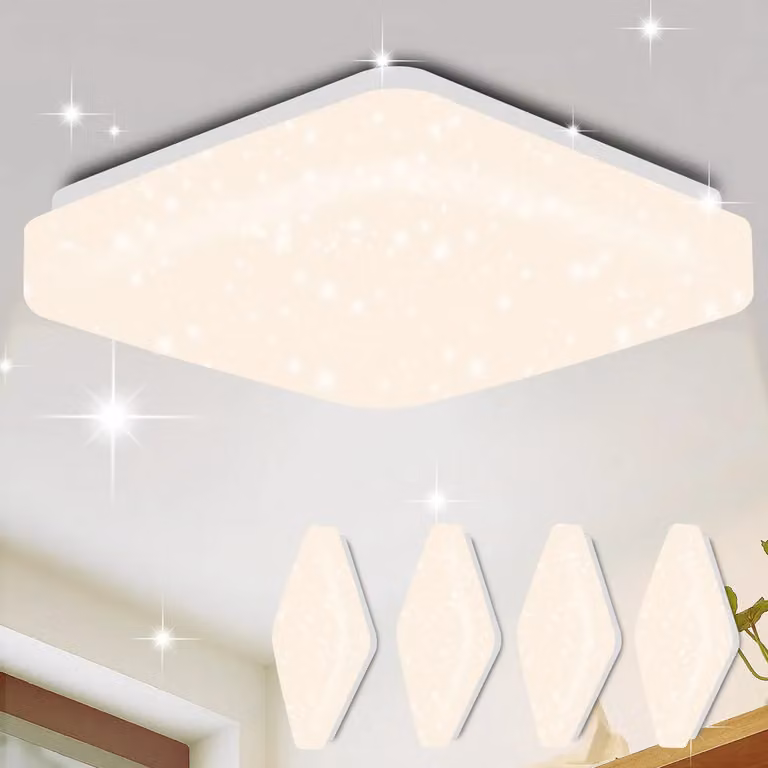 ZMH Plafoniera a led 4pcs cielo stellato moderna piccola angolare 15W 4000K 21cm bianco neutro per camera da letto scala cucina soggiorno ufficio corridoio