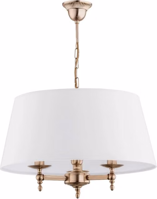 Lampadario a sospensione Alfa in metallo color ottone e bianco con 3 lampadine E14