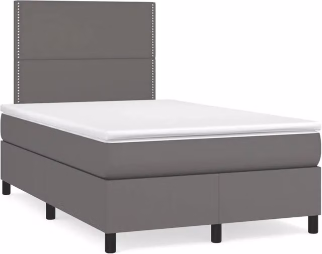 Letto a molle con materasso vidaXL in similpelle grigio e bianco L/P/H: 120 x 200 cm