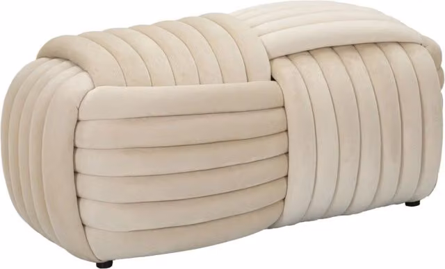 Panca Softy Crema 90x45x45 cm in MDF e Cotone e Poliestere Crema