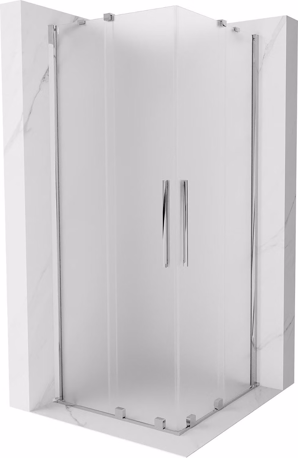 Mexen Velar Duo cabina doccia scorrevole 100 x 100 cm, brina, cromo - 871-100-100-32-01