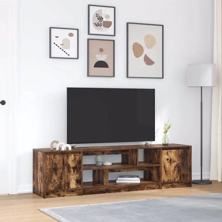 vidaXL Mobile Porta TV in Legno Multistrato Rovere Fumo, L: 188,5 cm, P: 41 cm, H: 50 cm