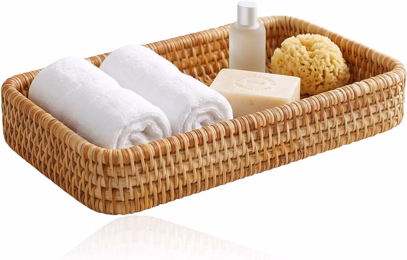 Tavolino in rattan, intrecciato a mano, dimensioni 21 x 11 x 4 cm, realizzato con materiali naturali, ideale per la cucina