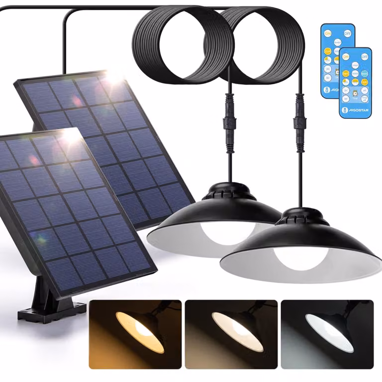 Lampada solare da esterno, 50W, grado di protezione IP65, temperatura di colore 3000K/4000K/6500K, confezione da 2 pezzi
