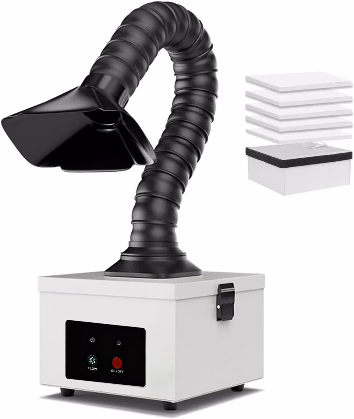 Aspiratore per fumi da saldatura da 45W con filtro complesso 2-in-1, completo di 4 filtri pre-filtro di ricambio, aspiratore portatile da banco con portata di 207 m³/h, assorbitore di fumi portatile