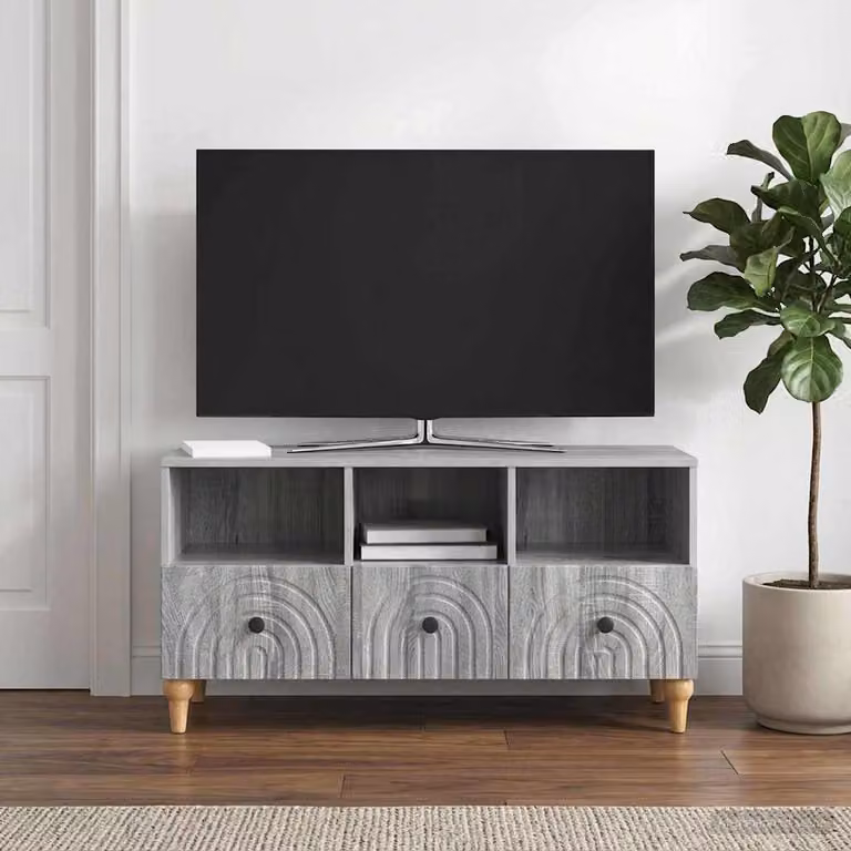 Mobile TV vidaXL moderno in legno ingegnerizzato grigio Sonoma L 102 x P 34,5 x H 50 cm
