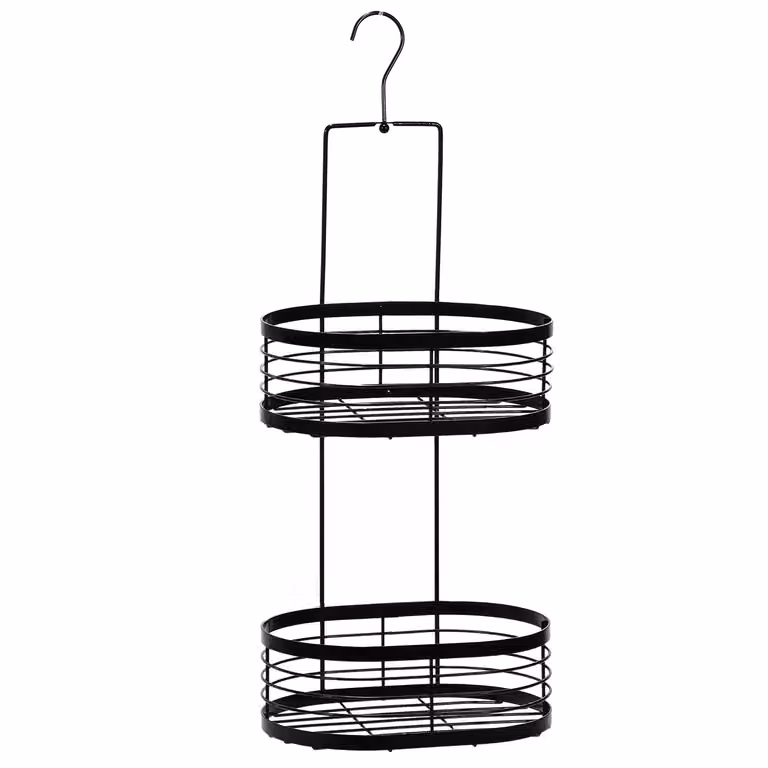 Mensola Doccia VESTIAMO CASA Linea Tahoma con 2 ripiani in Metallo, Black, H 48 x L 23 x P 16,5 cm
