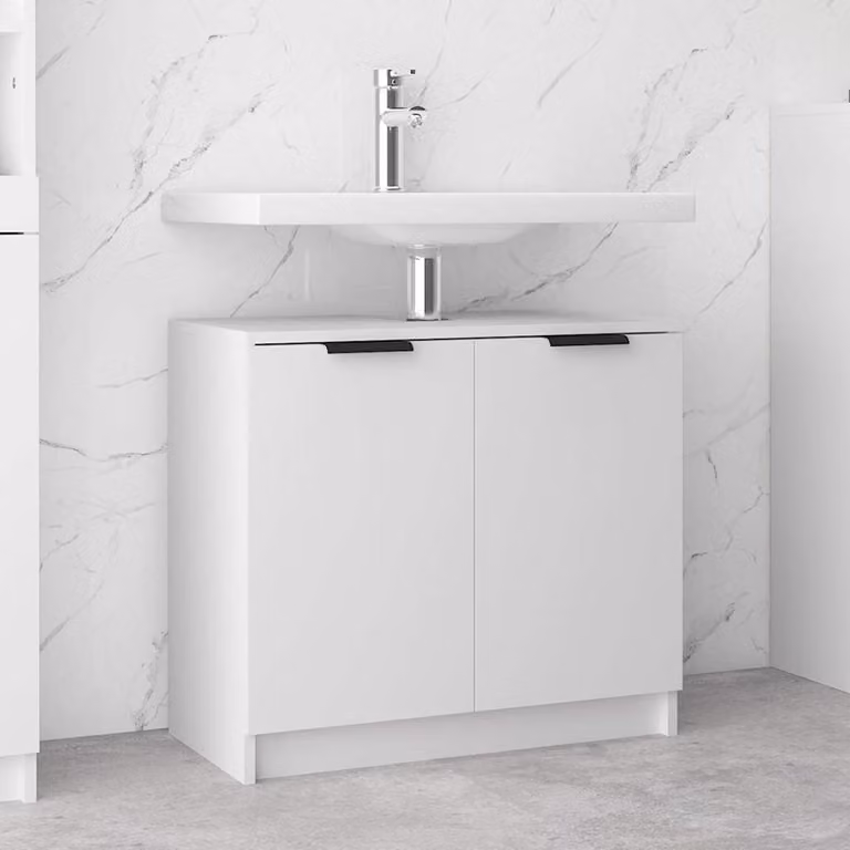 Armadietto da bagno sospeso vidaXL in legno bianco e marrone L: 64,5 cm, P: 33,5 cm, H: 59 cm