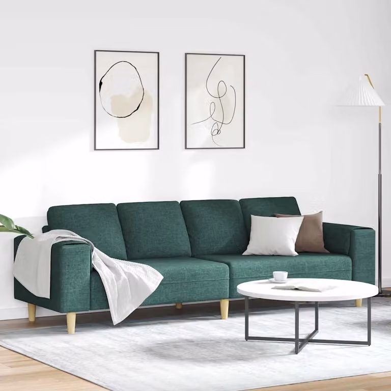 vidaXL Divano per Soggiorno Imbottito in Tessuto Verde e Marrone L: 250 cm, P: 77 cm, H: 76 cm