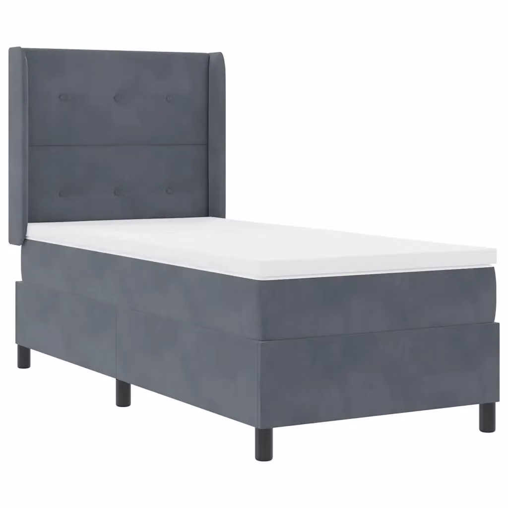 Letto a molle con strisce LED vidaXL in velluto grigio, L/P/H: 90 x 200 x 128 cm – 2