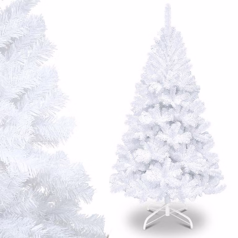 Albero di Natale artificiale Izrielar 180 cm, albero di Natale con supporto in metallo, albero di Natale 770 punte aghi in PVC, albero di Natale artificiale sistema pieghevole bianco