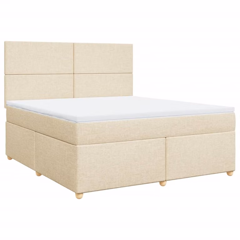 Giroletto a Molle con Materasso Crema 180x200 cm in Tessuto