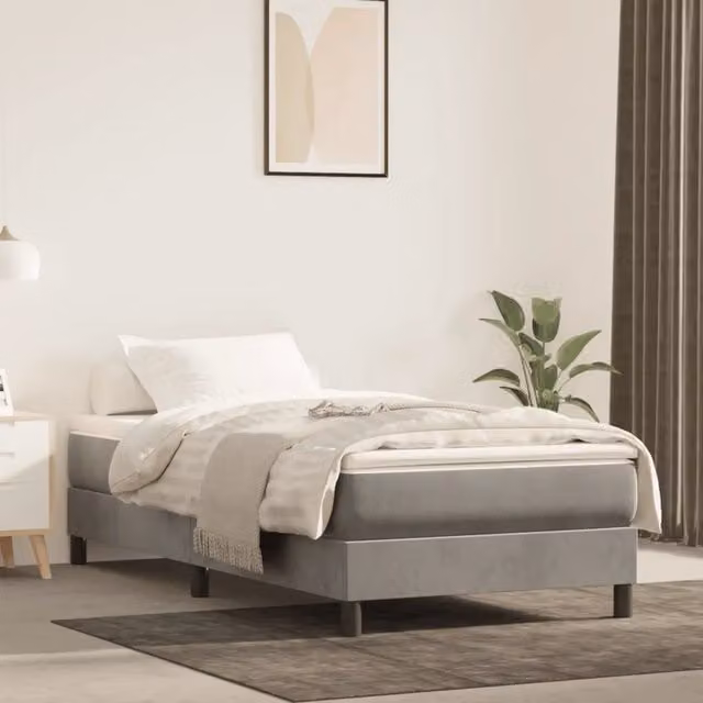 Materasso Ibrido vidaXL in Velluto Grigio e Bianco L/P/H: 120 x 190 x 20 cm
