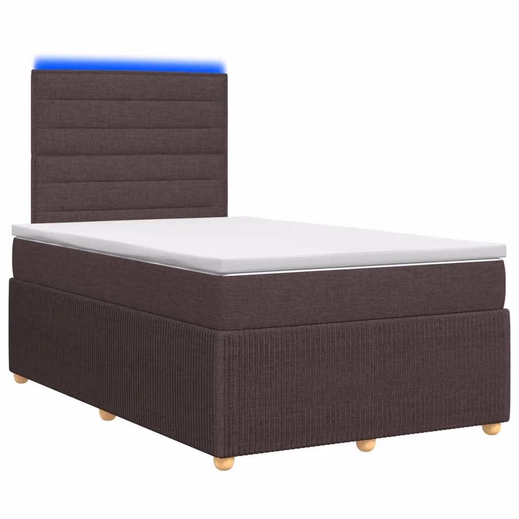 Letto Box Spring vidaXL con Materasso Ibrido e Illuminazione LED, Colore Marrone e Bianco, L/P: 120 x 200 cm – 2