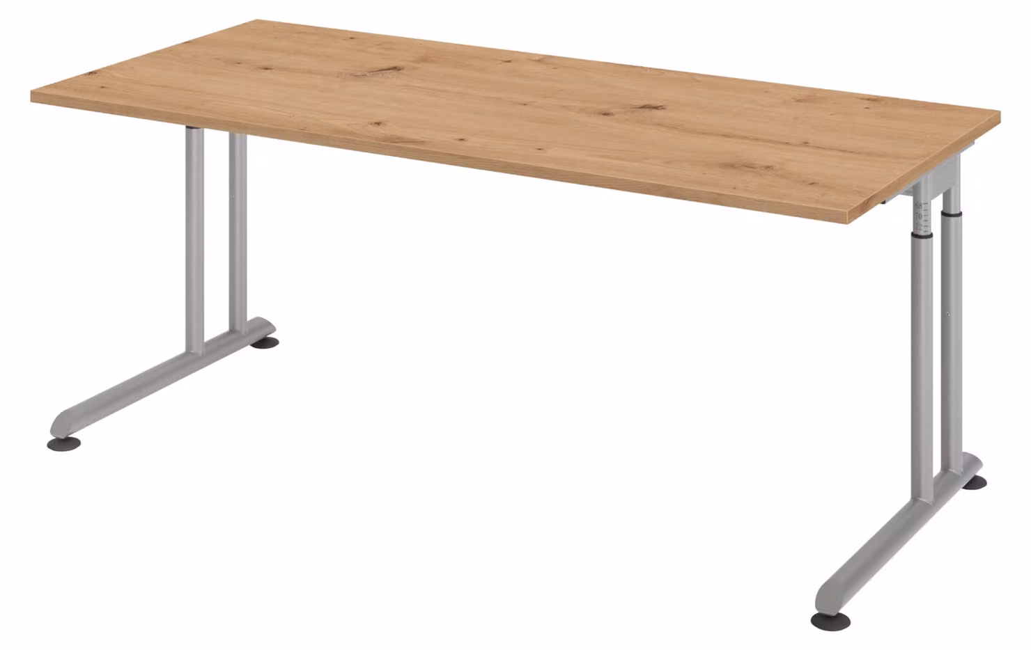 bümö Scrivania Serie-Z - Struttura: argento, decorazione: rovere nodoso, dimensioni: 180 x 80 cm