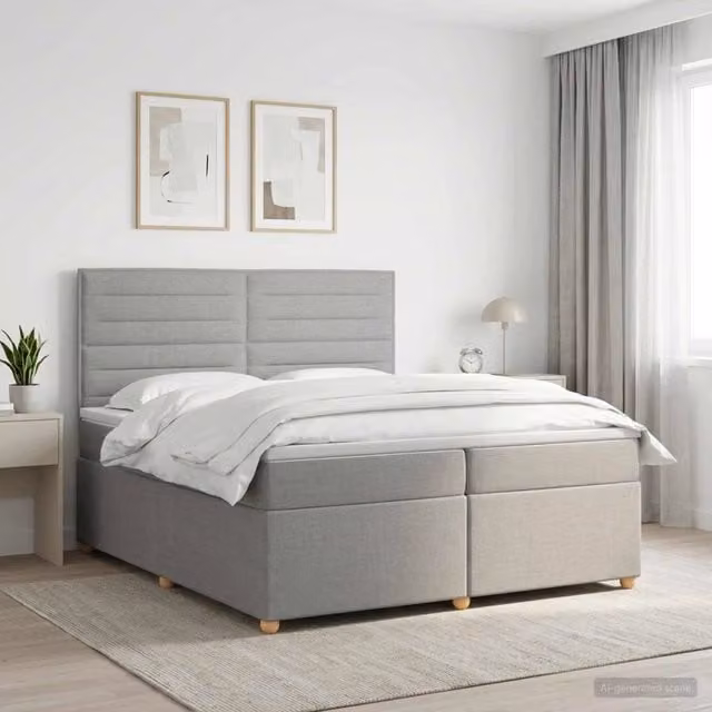 Letto box spring con materasso ibrido vidaXL Grigio e Bianco L/P: 200 x 200 cm – 1