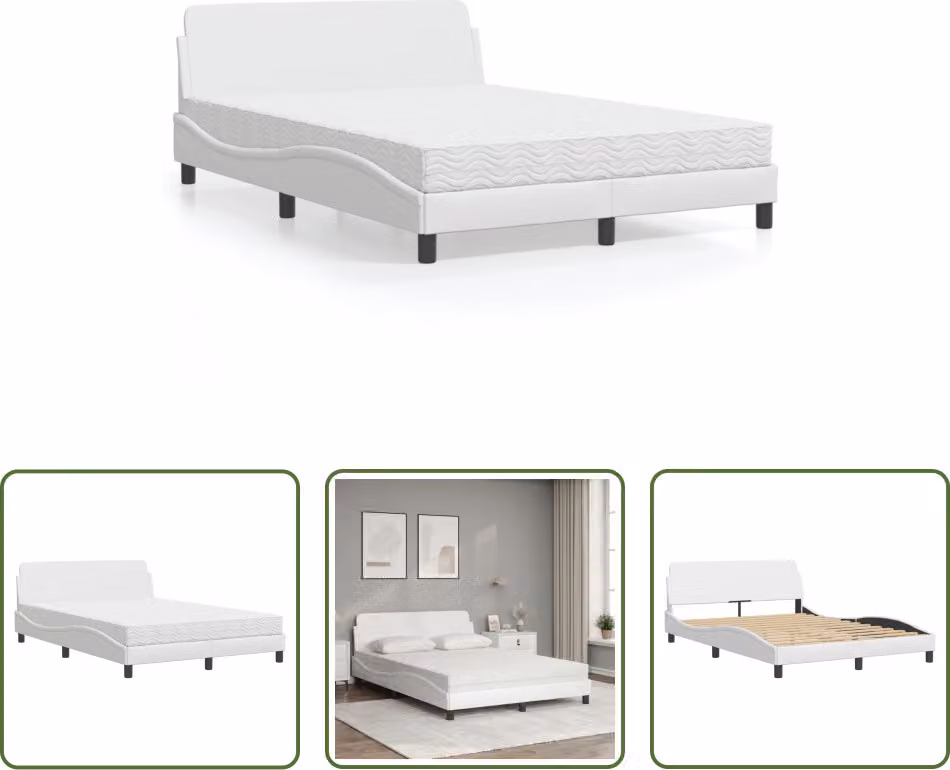 The Living Store Letto con materasso bianco 120x200 cm in ecopelle