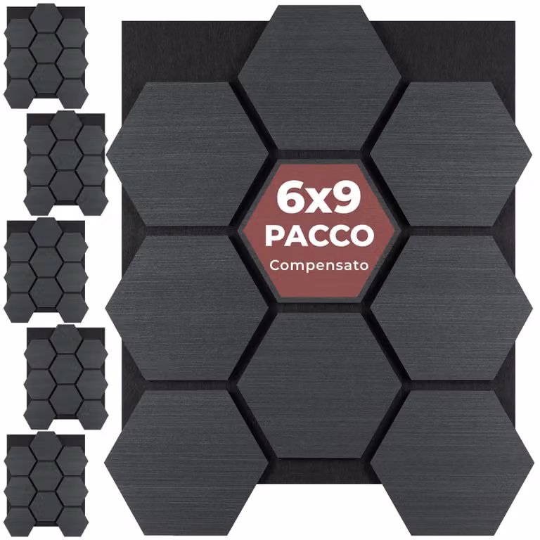 Pannelli acustici Sonic Shield tectake effetto legno in MDF colore nero e marrone L: 76 cm, H: 62 cm, P: 18 cm