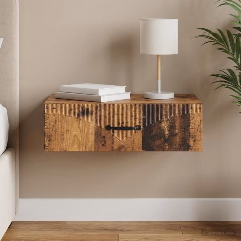 vidaXL Tavolino da Parete Laterale Moderno in Legno Marrone L 59 cm, P 34,5 cm, H 17 cm