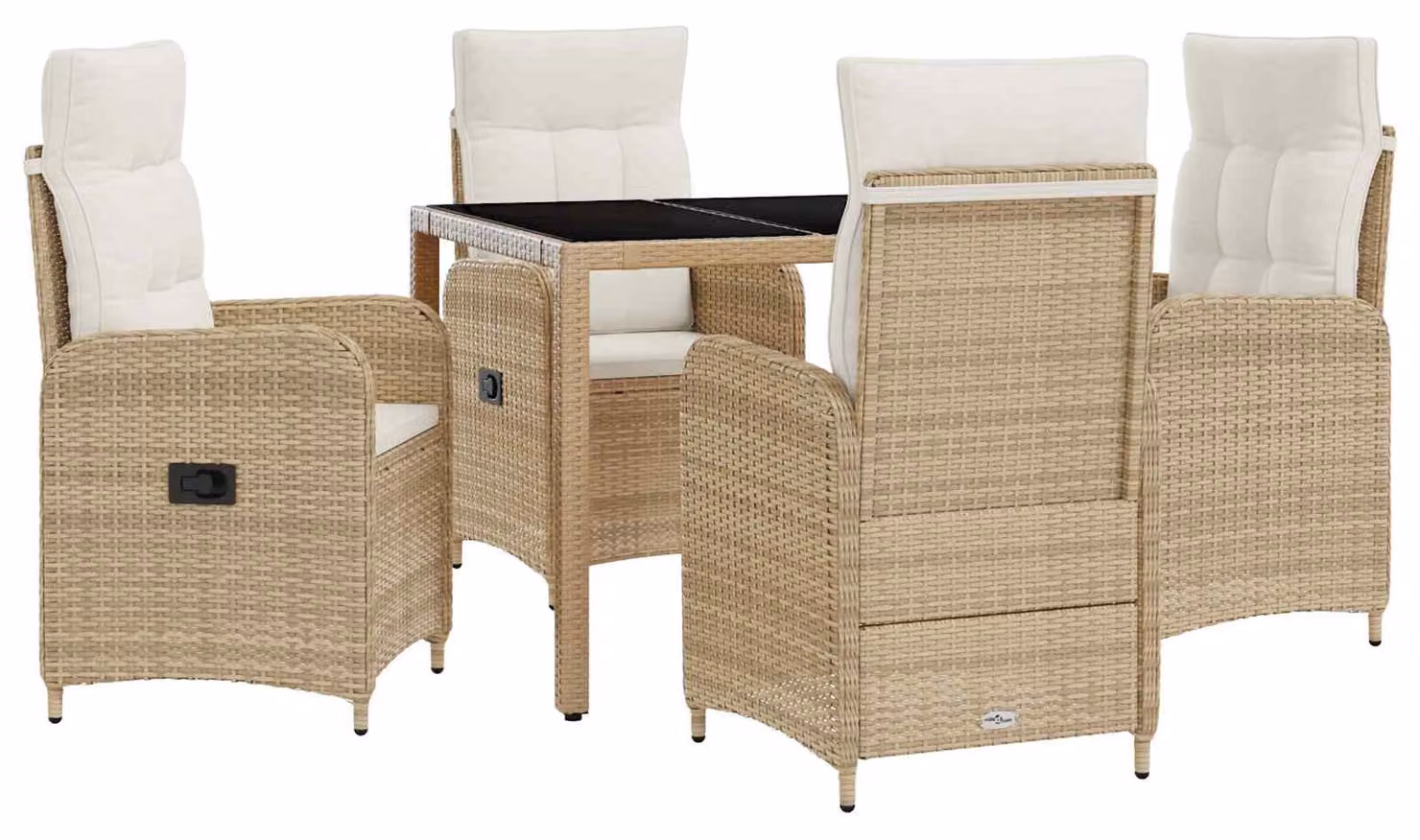 Set da pranzo per esterni 5 pcs Beige e Bianco Crema