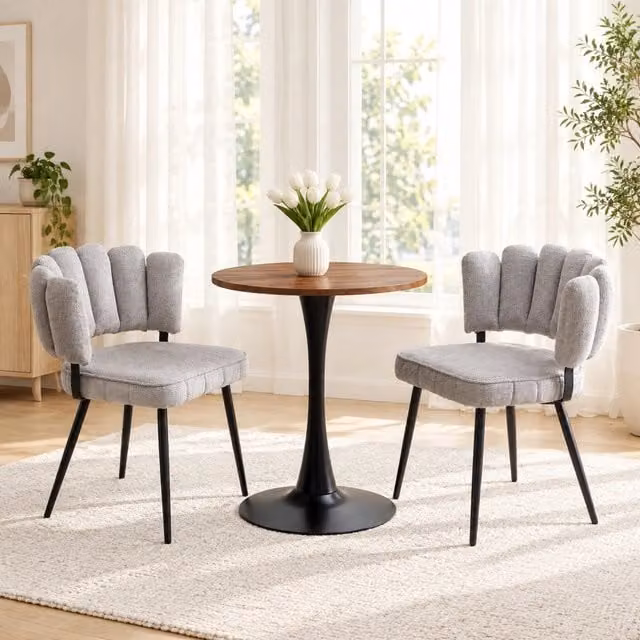 Set tavolo da pranzo con 2 sedie grigio chiaro