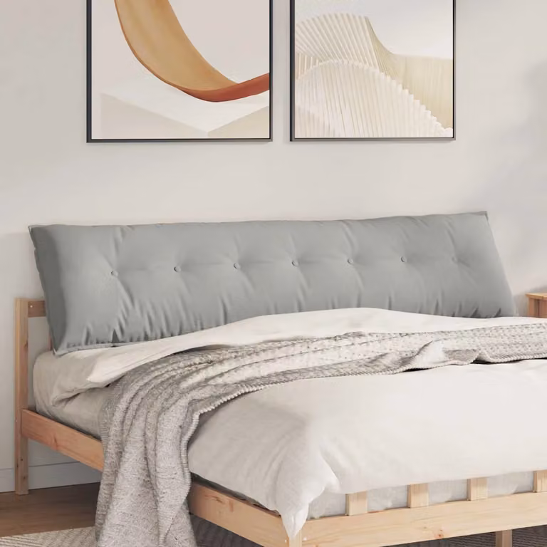 vidaXL Cuscino per Schiena Grigio con Rivestimento Rimovibile L: 200 cm, P: 50 cm