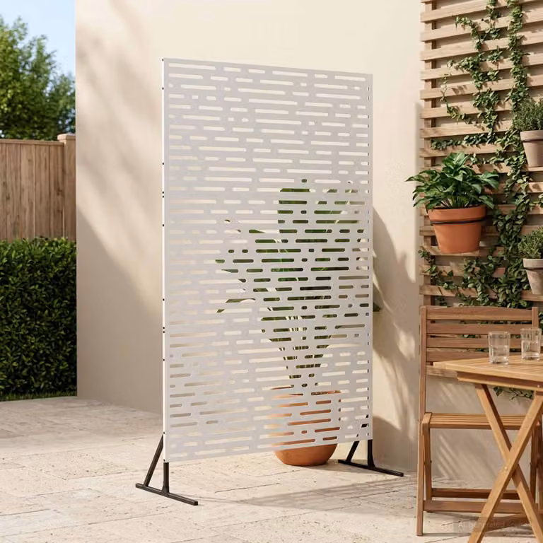 Paravent per privacy vidaXL in acciaio bianco, L 100 x P 50 x H 180 cm