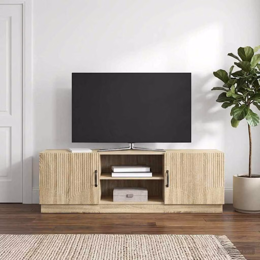 Mobile TV vidaXL in Rovere Sonoma Marrone con Illuminazione Integrata e Compartimenti Media L: 150 cm, P: 31 cm, H: 47 cm