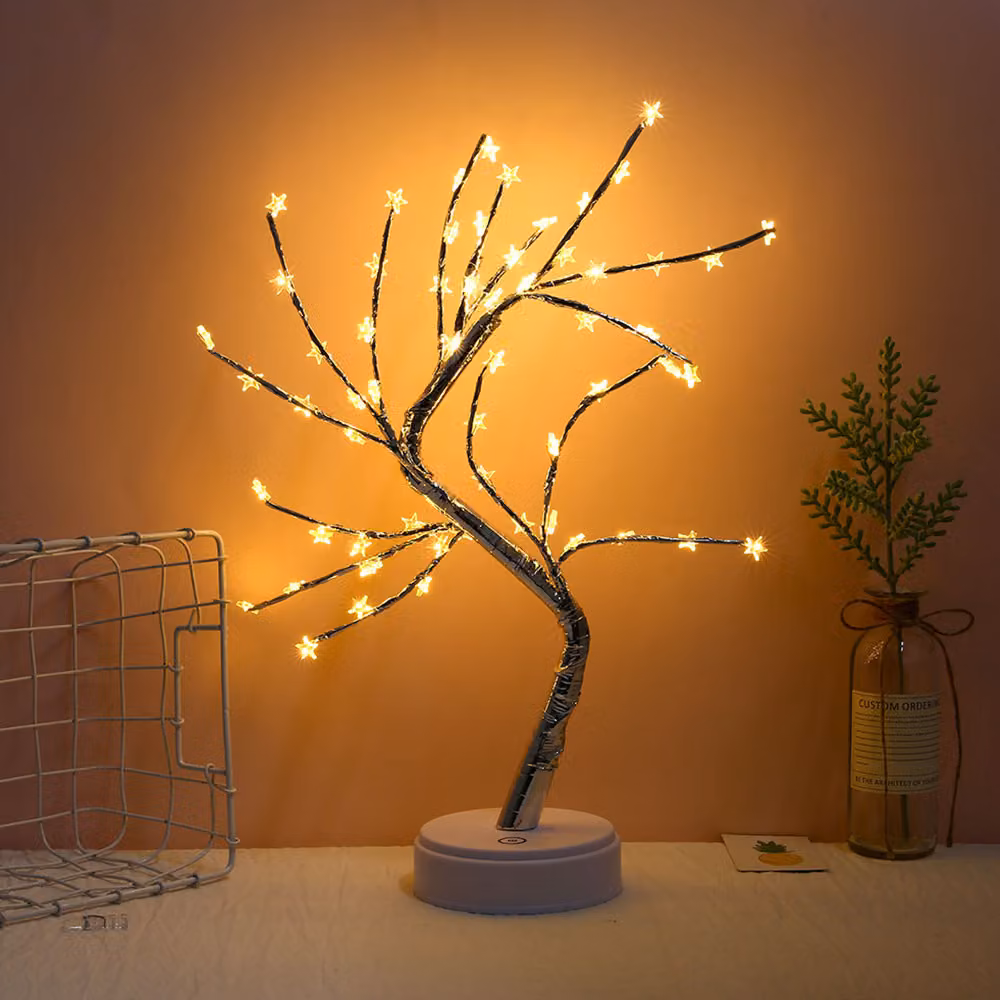 LED Stella Albero Lampada Bianco Caldo Albero Bonsai Artificiale Luce Notturna A Batteria Operata Decorazione Interna