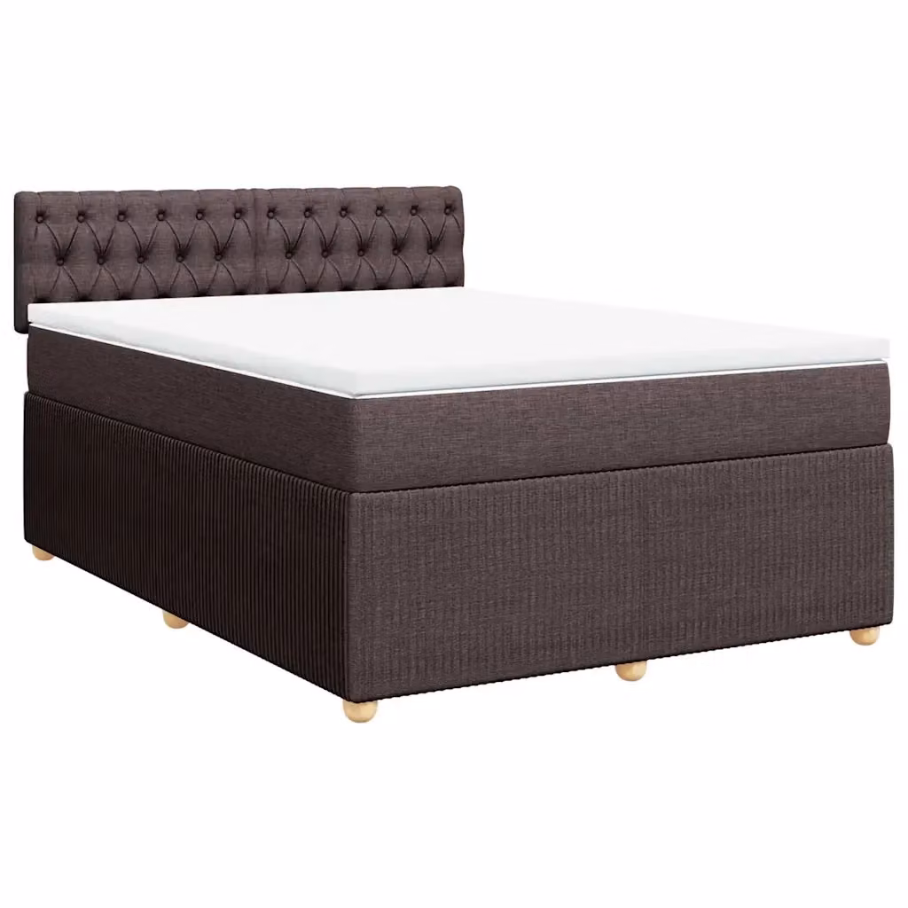 Letto con giroletto a molle e materasso vidaXL in tessuto marrone e bianco L/P/H: 140 x 190 cm – 2
