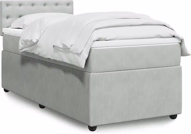 Letto Ibrido con Materasso e Struttura in Velluto vidaXL, Grigio e Bianco, L 100 x P 200 cm