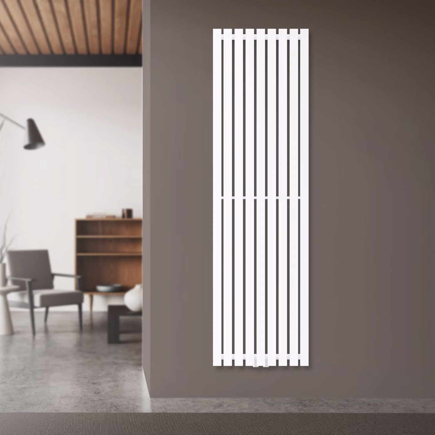 Radiatore a pannello LuxeBath, monostrato, 480x1600 mm, bianco, con attacco centrale, senza elemento riscaldante