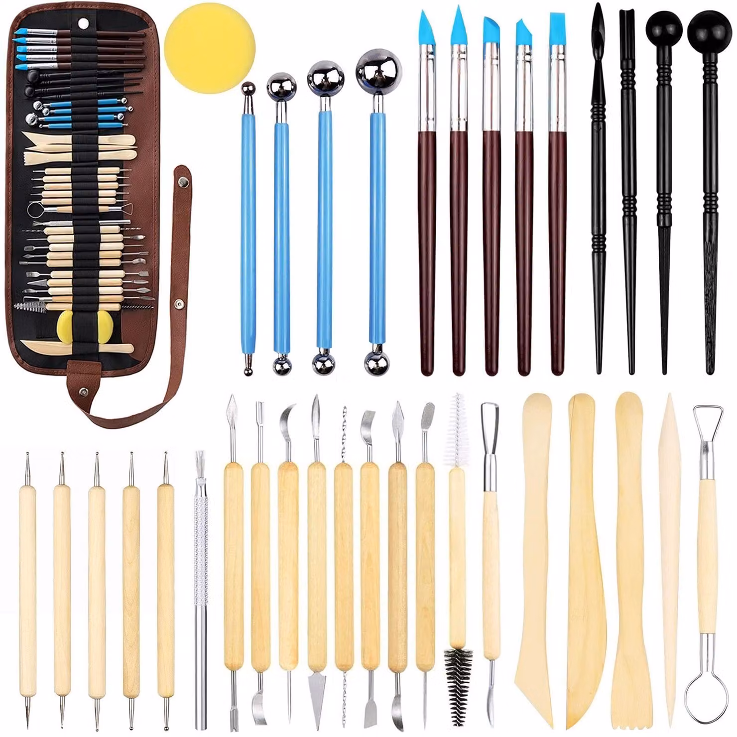 Kit completo di 36 pezzi per lavori a maglia, con custodia