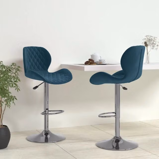 Set di 2 sgabelli da bar vidaXL in velluto blu con base girevole a 360 gradi