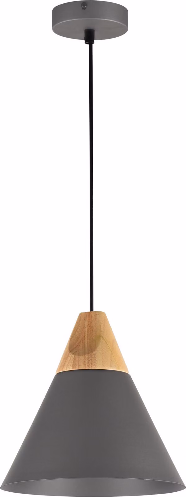 Lampada a sospensione Maytoni, grigio con finitura in faggio, attacco E27, compatibile con dimmer, collezione BICONES
