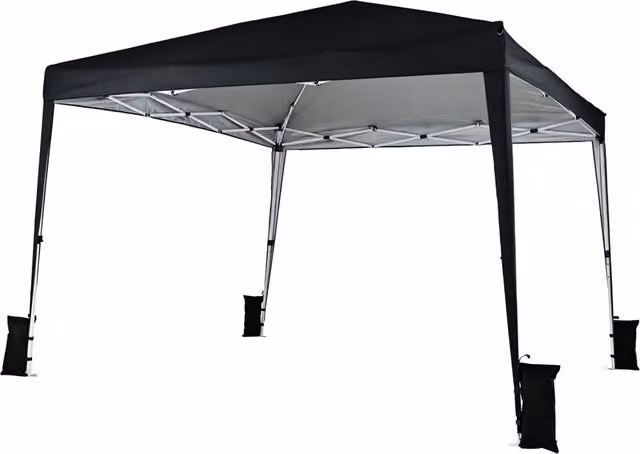 Gazebo da giardino pieghevole e portatile con altezza regolabile e telo impermeabile Nero L: 300 cm x P: 300 cm