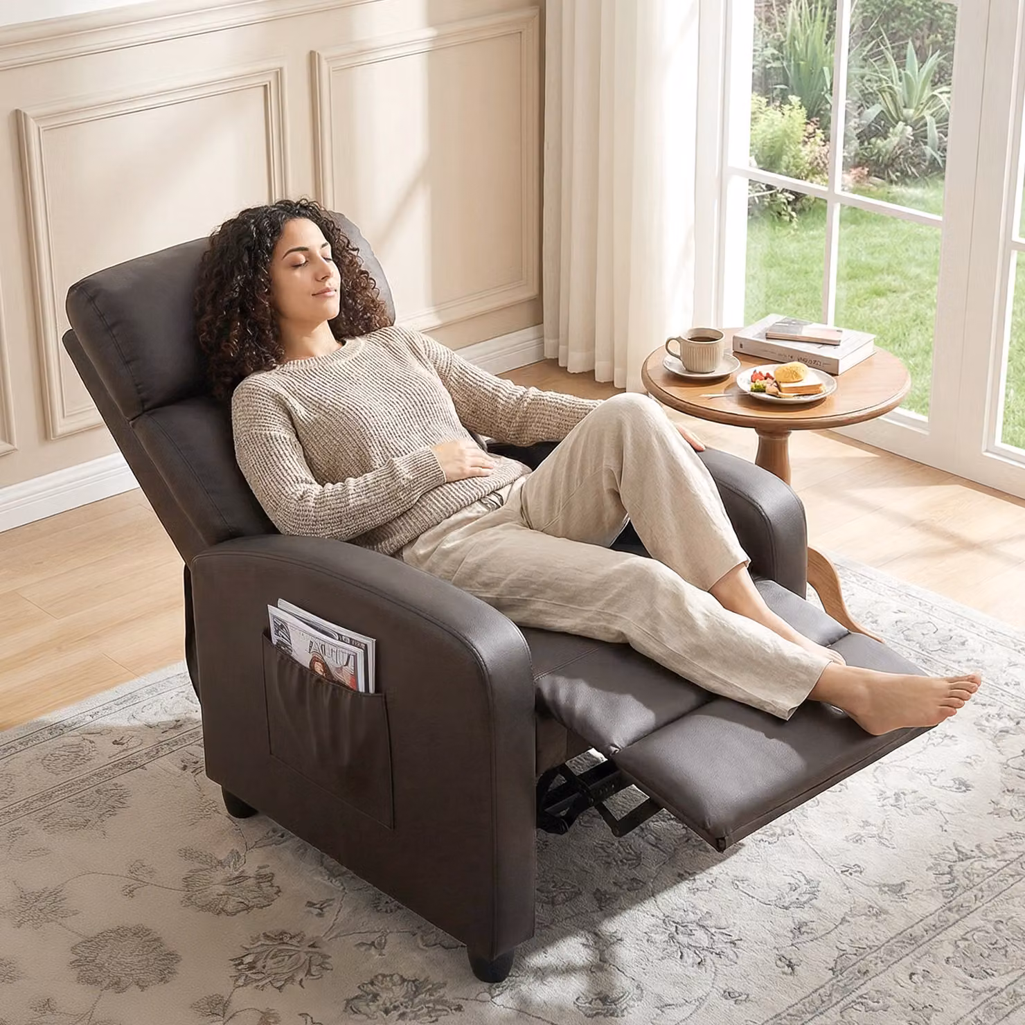 Poltrona Relax Massaggiante Aosom con 8 Programmi, Reclinazione fino a 150°, Poggiapiedi e Imbottitura in Pelle Sintetica, Marrone – 2
