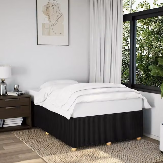 Giroletto vidaXL in tessuto nero con doghe in legno per adulti L/P: 120 x 190 cm