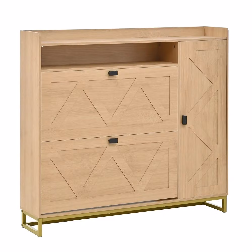 Scarpiera salvaspazio Minimal con ante e ripiani in metallo e legno colore bianco, L: 60 cm, P: 30 cm, H: 100 cm – 2
