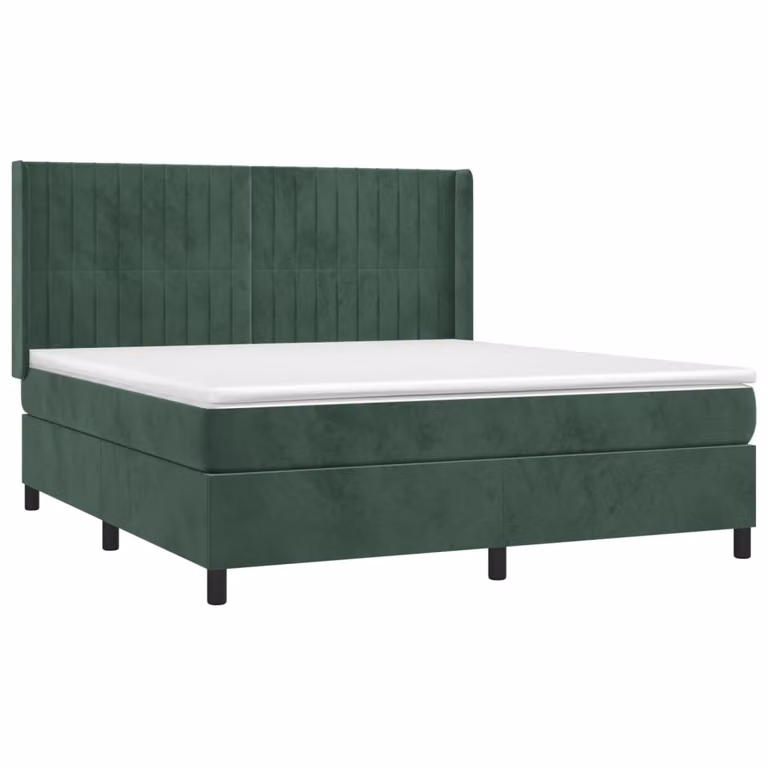 Giroletto a Molle con Materasso Verde Scuro 180x200 cm Velluto